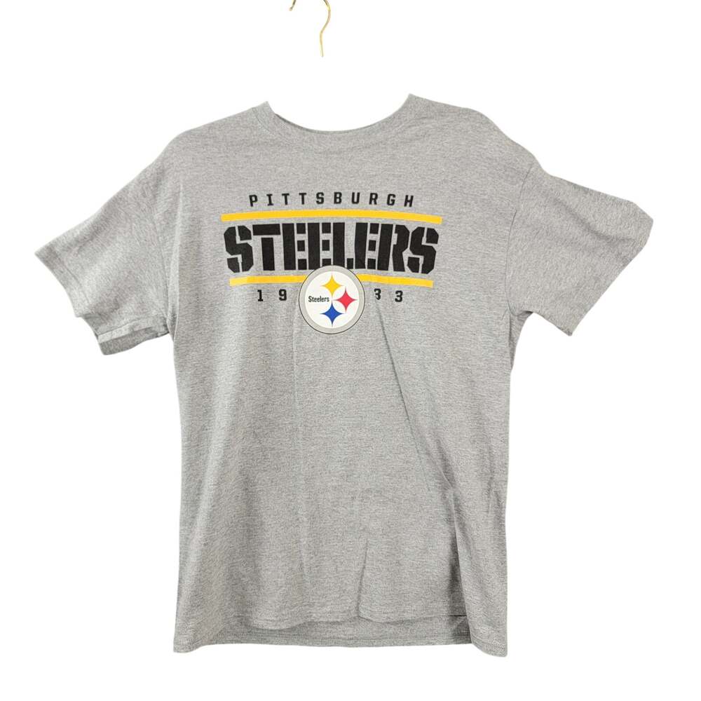 NFL Team Apparel Pittsburgh Steelers Graphic Tee Mens Medium Heather Gray NWT